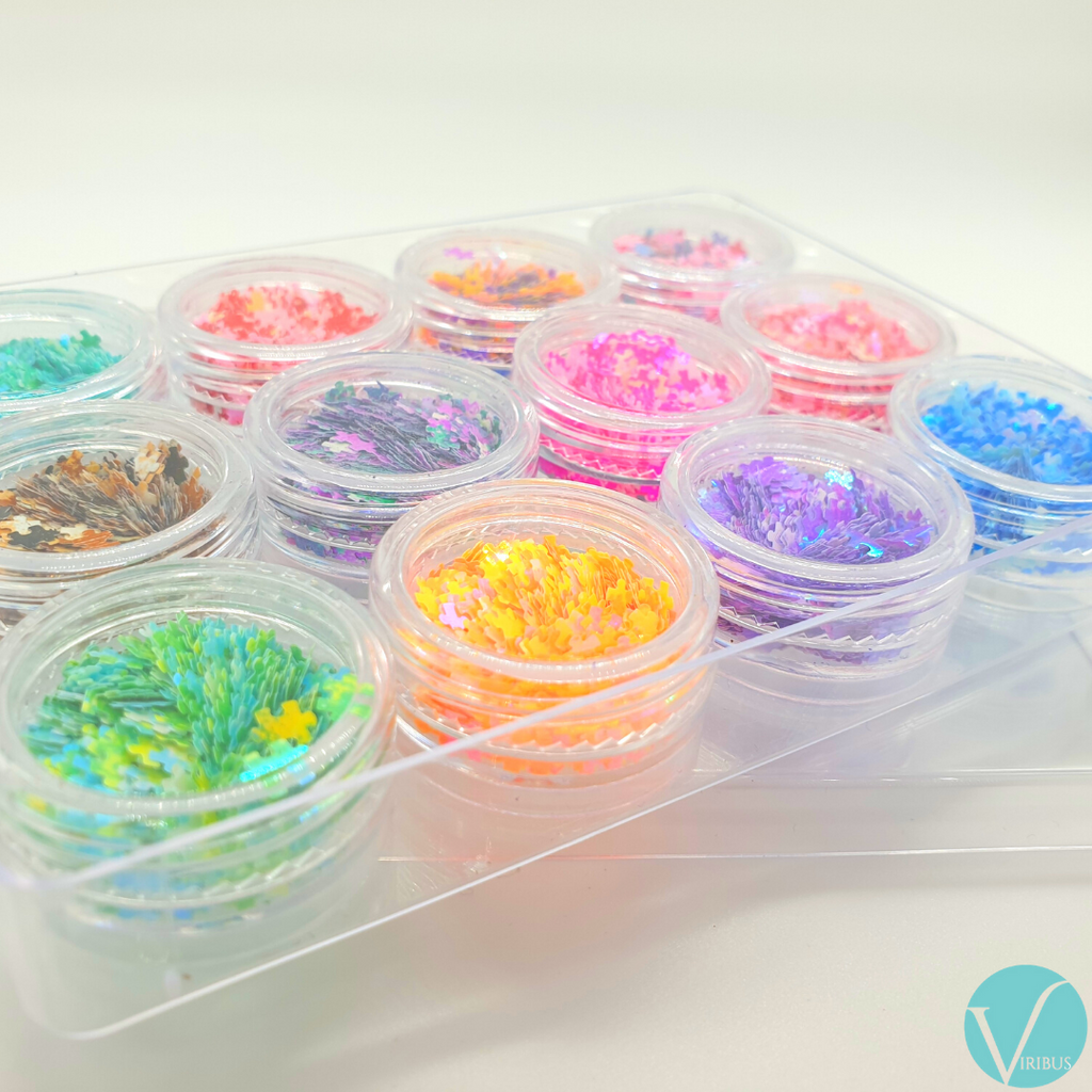 Puzzle Nail Art Holo UV 12 Colour Set image 0