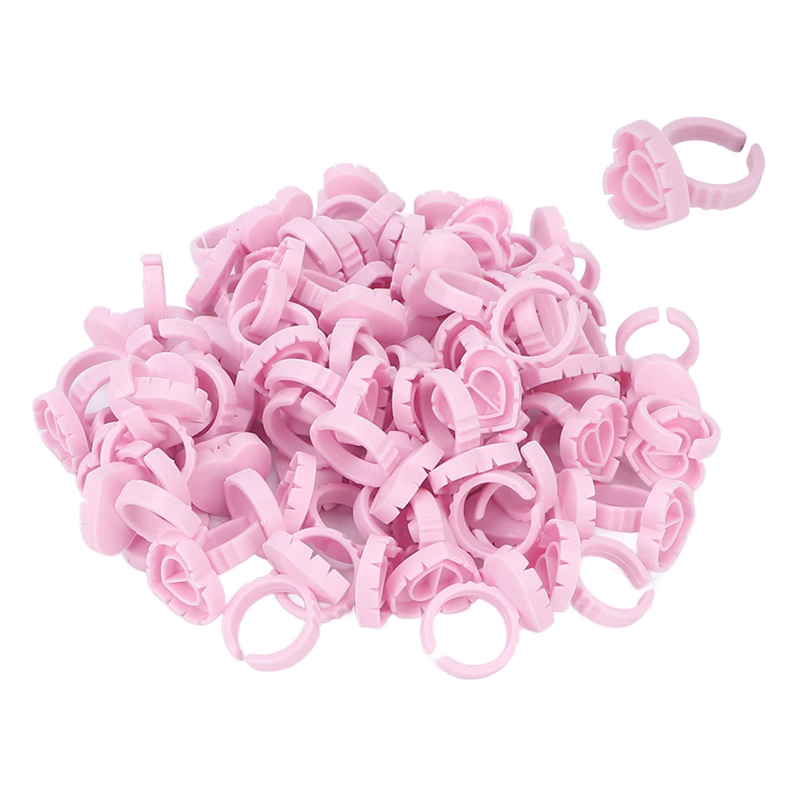 Heart Shaped Glue Rings - Pink Pack 100 image